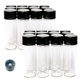 Lima Packaging Glass Vials with Leak-Proof Phenolic Bakelite Cap, Clear, 1 Dram, 24 Pack, Industrial Style, Chemical Storage, 13/425 Finish