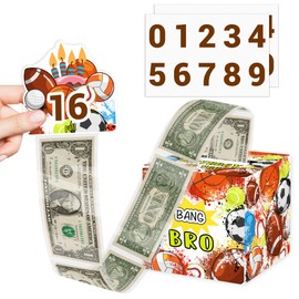DIY Surprise Bowling Pull Out Money Box with Stickers and 35 Pcs Transparent Bag, Birthday Money Gift Box for Cash Gift, Bowling Birthday Money Box Gift, Suitable for Birthday Party Supplies Gifts