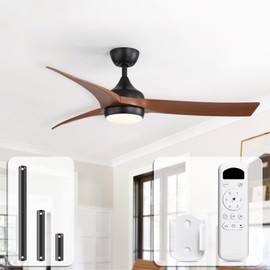 Sofucor 52 Inch Ceiling Fans with Lights Remote Control, Outdoor Low Profile Ceiling Fan with Light 6-Speed 3 CCT Dimmable 3-Timer 5 ABS Blades Reversible DC Motor for Living Room Bedroom Patio