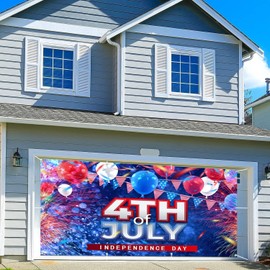 4th of July Garage Door Cover 16x7ft American Independence Day Garage Door Backdrop Independence Day Party Garage Door Decor Patriotic Garage Door Cover Memorial Day Garage Door Banner
