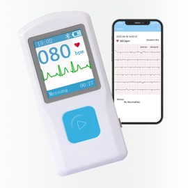 Tragbarer EKG-Monitor für die ganze Familie – Mehrbenutzer-fähiges EKG-Gerät mit LCD & App-Speicher – Bluetooth-Kompatibel mit Smartphone/PC