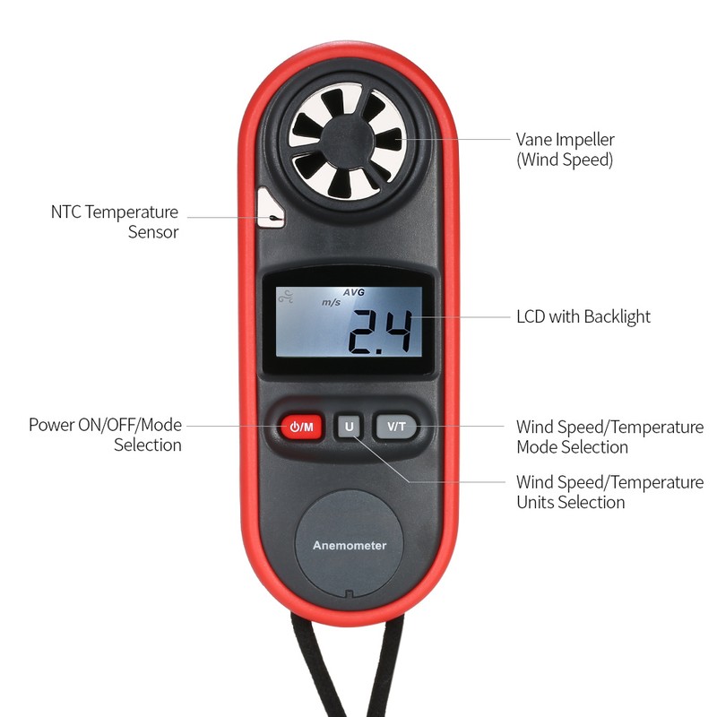 Mini Digital Anemometer Beaufort Scale IP67 Thermometer Handheld Anemometro Pocket