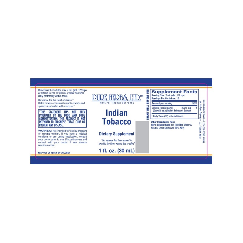 Pure Herbs: Indian Tobacco (Lobelia)- 4 oz.