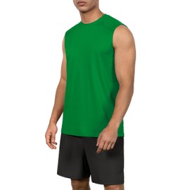 ODODOS Men's Quick Dry Athletic Tank Tops UPF 50+ Sun Protection SPF Workout Sleeveless Muscle Shirts, Green, X-Large