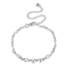 Koguxuix 925 Sterling Silver Love Heart Angel Wing Chain Anklet