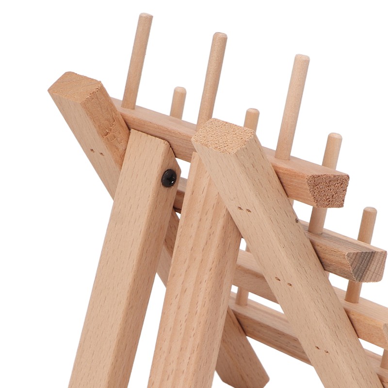 12 Spools Wooden Sewing Thread Holder Foldable Bobbin Hanging Rack