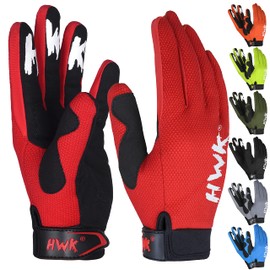 HWK Motorcycle Gloves for Men & Women, Durable & Comfortable Tactical Gloves with Non Slip, Neoprene Palm Padding, Versatile & Temperature Resistant Motorcycle Riding Gloves - Red, Large
