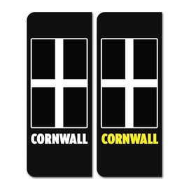 2 x Cornwall Numberplate Vinyl Stickers - Cornish Flag UK Travel Car Abroad Vehicle Number Plate Europe Sticker - Size 40mm x 104mm #82539