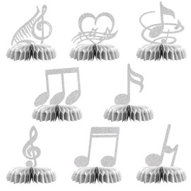 Maicaiffe Music Notes Honeycomb Centerpieses Decorations - Glitter 8 Pcs Music Theme Party Table Toppers Decor -Kids Birthday - Engagement - Wedding - Musical Party Decoration Supplies