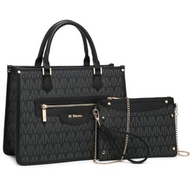 MKP Tote Bag for Women Medium Signature Monogram Satchel Handbags Purses Top Handle Shoulder Bags Wristlet Wallet Set 2pcs