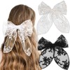 2Pcs Black White Lace Large Bow Hair Clips Cute Bowknot