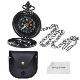 Eco-Fused コスプレ レトロ コンパス チェーンとフェイクレザーバッグ付き - トレッキング、バックパッキング、セーリング、スカウトのナビゲーションツール - スチームパンクコスチュームアクセサリー