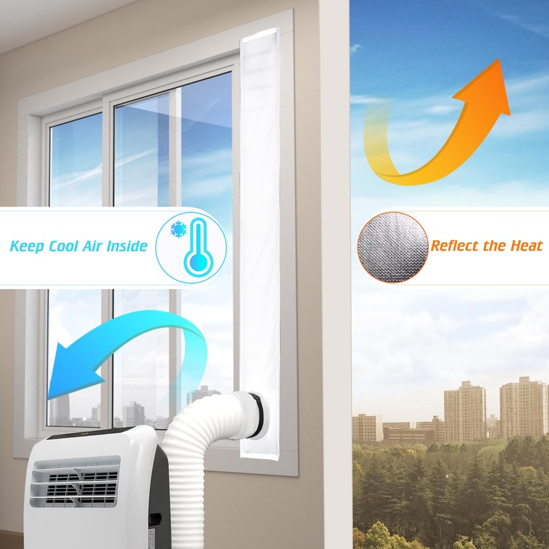 Wintcomfort Portable AC Window Seal Kit with Leaf Screen, Drawstring