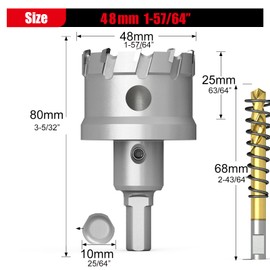GSTK Upgrade Heavy Duty Carbide Hole Saw,Metal Steel Hole Saw Drill Bit,TCT Hole Cutter-Alloy Hardness Upgrade, Life Upgrade,Use for Stainless Steel, mild Steel, Iron, Copper,etc (48mm|1-57/64")