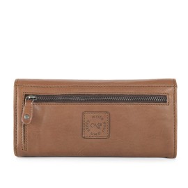 Cas8 Women's Washed Leather Purse with Practical Change and Card Slots, Distressed Look Wallet with Zip, Cognac, Cognac, Casual