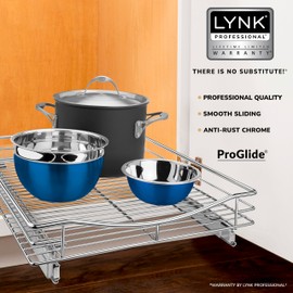 LYNK PROFESSIONAL® Pull Out Cabinet Organizer, 17" x 18" Slide Out Drawers for Kitchen Cabinets - Sliding Pull-Out Pantry Shelves – Home Shelf Organizers - Lifetime Ltd. Warranty, Chrome