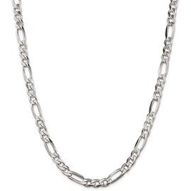 Savlano 925 Sterling Silver 5mm Italian Solid Figaro Link Chain Necklace With Gift Box For Men & Women - Made in Italy (30, 5mm)