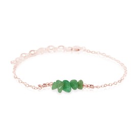 Aventurine Chip Bead Bar Bracelet in 14k Rose Gold Fill