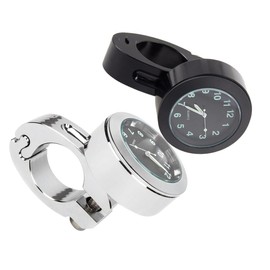 Gatuida 2pcs Waterproof Motorcycle Handlebar Clock, Chrome Dial Clock for 7/8" to 1" Motorbike, for Riding and Motocross