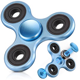 SCIONE Fidget Spinner Metal Sensory Fidget Toy, Cool Metal Stainless Hand Spinner Anxiety Stress Relief Party Bag Fillers for Kids Adults Blue(Bearing Caps can be Disassembled Assembled)