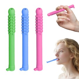 Chewable Essential Oil Breath Stick, 10cm Aromatherapy Puffer, 3-Pack, Pink/Blue/Green