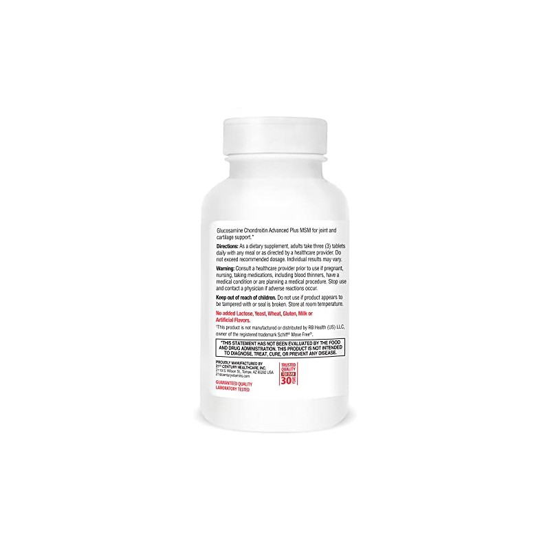 21st Century Glucosamine Chondroitin Advanced, plus 1500mg MSM, 120 Coated