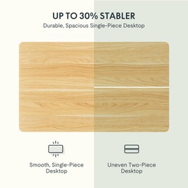 FLEXISPOT EN1 Whole-Piece Standing Desk, 48 x 24 Inches Height Adjustable Desk Stand up Desk Home Office Table for Computer Laptop (White Frame + Maple Desktop)