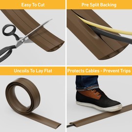 D-Line Floor Cable Duct Trip Protection CC-3, Light Duty Floor Cable Protector 60 mm Wide x 1.8 m Length - Brown