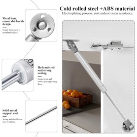 Vinabo 4 Pcs 100N Gas Springs Gas Piston for Doors Furniture Lifter Cabinet Hinge Damper for Kitchen Cabinets Silver/Black