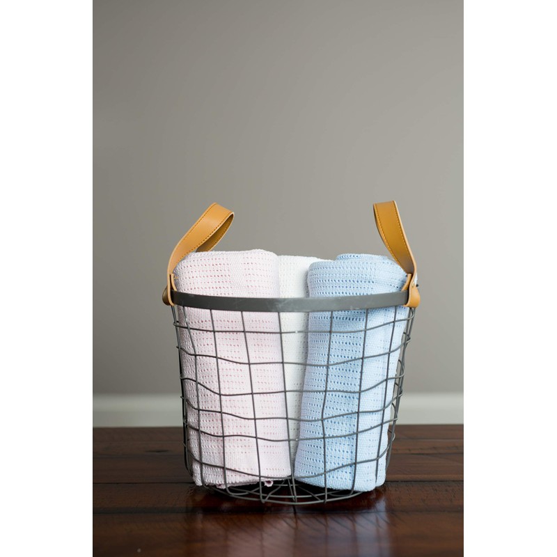 lulujo Baby Cellular Baby Blanket, Grey, 39"X31"