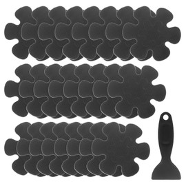 HARFINGTON 24pcs Non Slip Bathtub Stickers Bath Shower Floor 4" Anti-Slip Adhesive Sticker Tape Flower Style Decals with Scraper for Bathroom Kitchen Bathtub Treads Stairs, Black