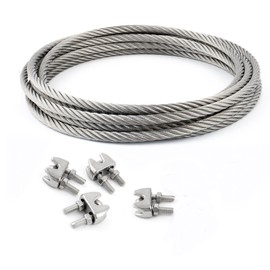 SET 5m wire rope stainless steel strand:7x7 3mm + 4 clips + many sizes avaliable - many sizes avaliable