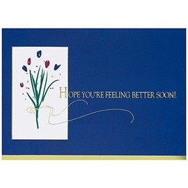 JAM PAPER Blank Sympathy Greeting Cards & Matching Envelopes Set - Get Well Flowers - 25/Pack