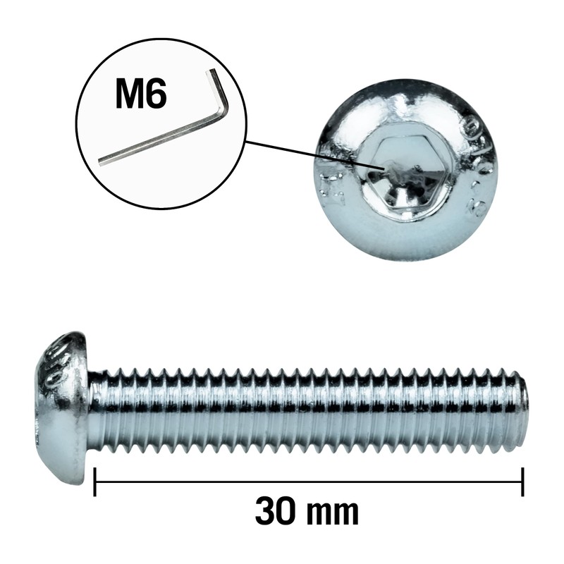 25 x pan head screws with hexagon socket, galvanised, stainless