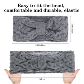PVFZXS Pack of 2 Women's Winter Headbands, Elastic Headband, Knitted Headband, Women's Headband, Knitted Headwrap, Headband for Autumn and Winter (Black + Grey)