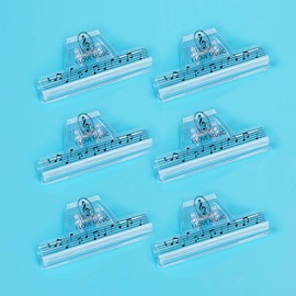 6 Pcs Plastics Music Book Clip,Music Sheet Clip Music Paper Clip,Music Page Holder,for Piano Guitar Violin Playing Instruments and Reading Books-Music Note Pattern