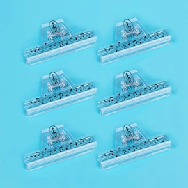 6 Pcs Plastics Music Book Clip,Music Sheet Clip Music Paper Clip,Music Page Holder,for Piano Guitar Violin Playing Instruments and Reading Books-Music Note Pattern