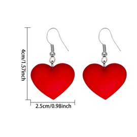 QzxEqz Pink Heart Hollow Dangle Earrings Bow Rhinestone Heart Earrings Double Heart Rhinestone Dangle Statement Earrings for Women Valentine's Day Wedding Bridal Jewelry Gift (red)