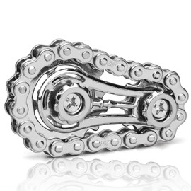 Sliver Sprockets Fidget Spinner Toy for Kids Adults, Metal Bicycle Chain, Desk Fidget, Convertible Gear Finger Spinning Gift for Christmas, Birthday, Gift