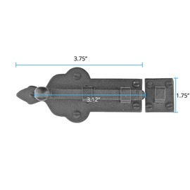 Renovators Supply Manufacturing Slide Bolt Latch 3 3/4 in. Black Wrought Iron Ball Tip Style Slide Bolt with Mounting Hardware Pack of 2