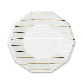 Daydream Society Frenchie Metallic Striped - Large Party Plates - Paper Plates with Gold Foil Stripes - Pack of 8 Dinner Plates - Easy to Mix and Match - Suits All Occasions