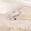 ACJNA 925 Sterling Silver Faith Cross Adjustable Ring Engraved Jewelry