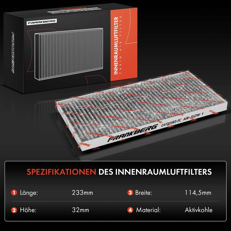 Frankberg Cabin Air Filter Pollen Filter with Activated Carbon Filter
