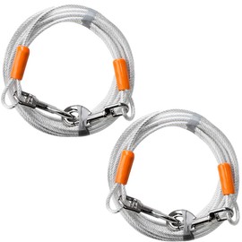 BV Dog Tie Out Cable 25 Feet - Dog Leads for Yard Heavy Duty - Up to 90 Pounds | Tie Out Cable for Dogs, Reflective Dog Lead, Dog Cable 25ft | Rust Free Dog Chain for Yard Outdoor (Silver Pair)