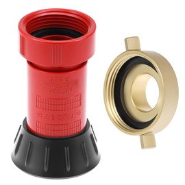 QWORK 1-1/2" NST/NH Fire Hose Nozzle & Brass Fire Hydrant Adapter, 2-1/2" NST (NH)