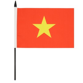 Vietnam Table Flag 5'' x 8'' - Vietnamese Desk Flag 21 x 14 cm - Black plastic stick and base - Drapeau Vietnam AZ FLAG