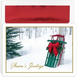 Masterpiece Studios Winter Sled 16-Count Christmas Holiday Cards with Envelopes (906900)