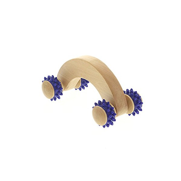 Kosmetex Wooden Massage Roller with Blue Plastic Knobs
