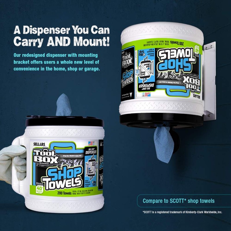 Sellars 55208 Toolbox Shop Towels Dispenser Bucket, 12" Length x