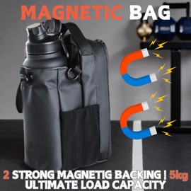 KEQIKAI - Bolsa magnética para gimnasio, bolsa magnética para botella de agua con cremalleras bloqueables, bolsas cruzadas antirrobo para hombres y mujeres, paquete de correa de fitness accesible para